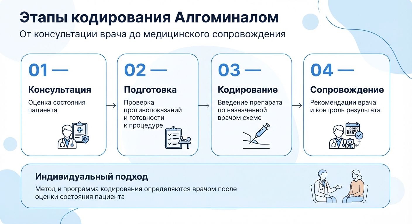 Кодирование препаратом «Алгоминал» в Мирном инфографика